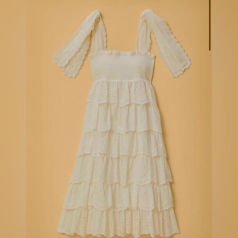 Farm Rio White Ruffle Dress